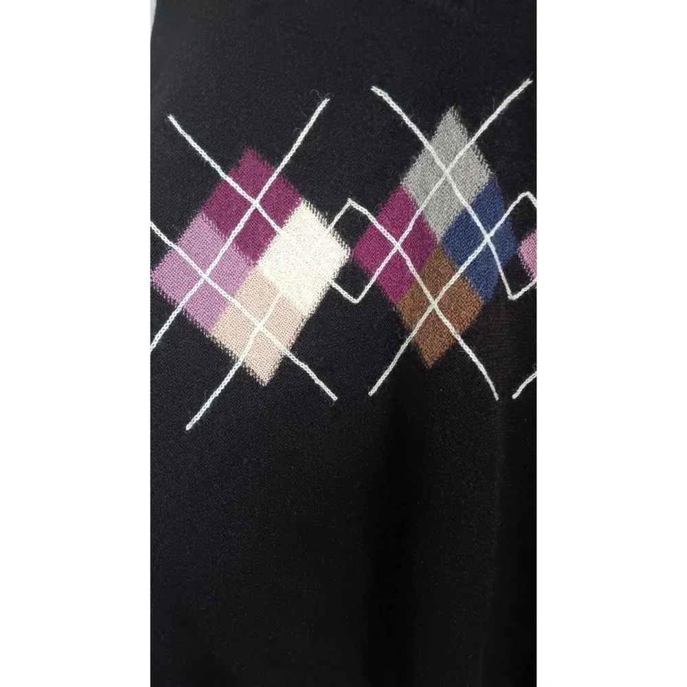 Andean XL Black Argyle Diamond Alpaca Peru Classic Business Event Occasion Sweat